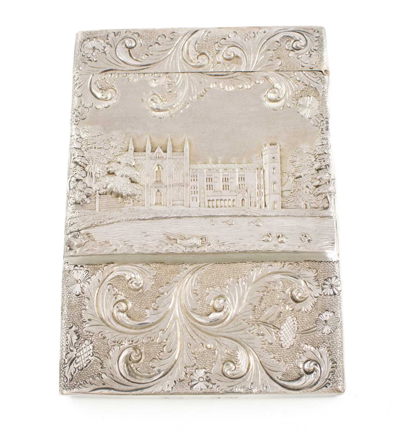 A William IV silver double-sided 'castle-top' card case, Abbotsford House and Newstead Abbey, by - Image 2 of 3