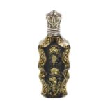 A 19th century Bohemian hyalith scent bottle, circa 1840, shaped sides and faceted borders,