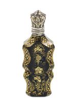 A 19th century Bohemian hyalith scent bottle, circa 1840, shaped sides and faceted borders,