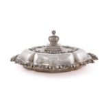 A William IV silver entree dish and cover, by John Edward Terry & Co, London 1836, oval form,