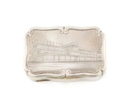 A Victorian silver engraved 'castle-top' vinaigrette, Crystal Palace, by George Unite, Birmingham