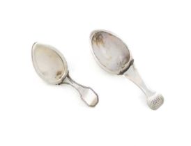 A George III silver-mounted shell caddy spoon, by Matthew Linwood, Birmingham circa 1815, Thread