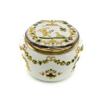 An 18th century silver-mounted enamel box, probably by the Fromery Worksop, Berlin, the mounts