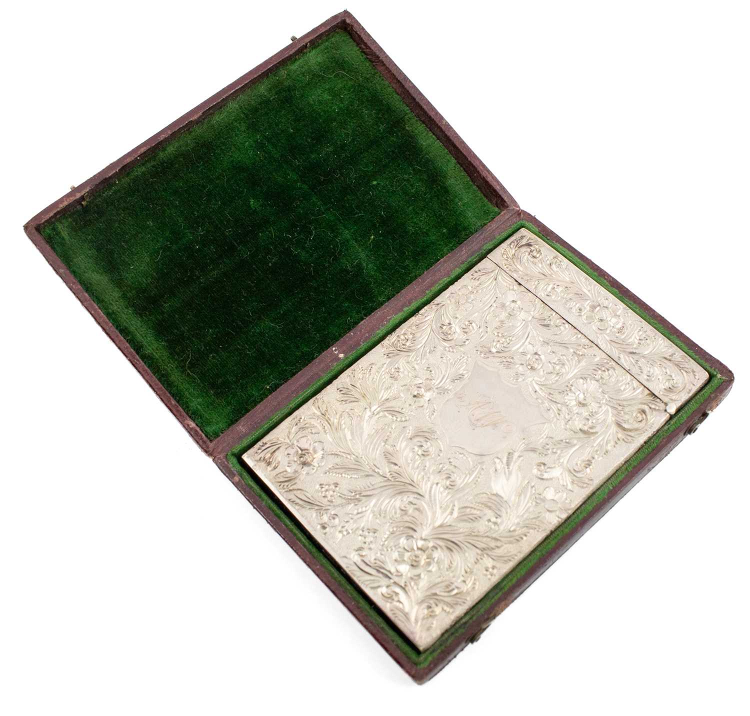 A William IV silver card case, by Taylor & Perry, Birmingham 1834, rectangular form, chased and - Image 2 of 2