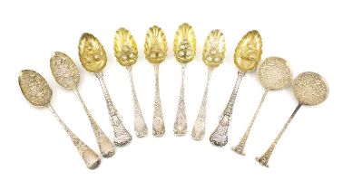 A mixed lot of silver spoons, comprising: a pair of Coburg pattern tablespoons, by Eley and Fearn,