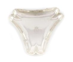 A George III silver triangular serving dish, maker's mark only, for Charles Kandler II, London circa