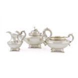 λ A matched William IV and Victorian silver three-piece tea set by John James Keith, London 1836 and