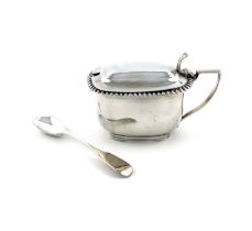A George III silver mustard pot, by John Emes, London 1807, rounded rectangular form, gadrooned