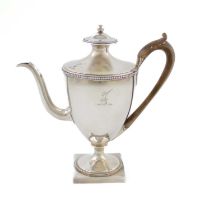 A George III silver argyle, by Abraham Peterson & Peter Podio, London 1788, vase form, beaded