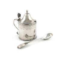 A George III silver mustard pot, Peter and Ann Bateman overstriking another, possibly Thomas