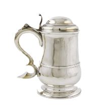 A George II provincial silver tankard, by John Langlands, Newcastle 1757, baluster form, scroll