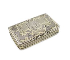 A 19th century French silver-gilt snuff box, rectangular form, engine-turned decoration, the