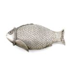 A late-19th century continental silver novelty fish vesta, stamped 930, importers marks of B H