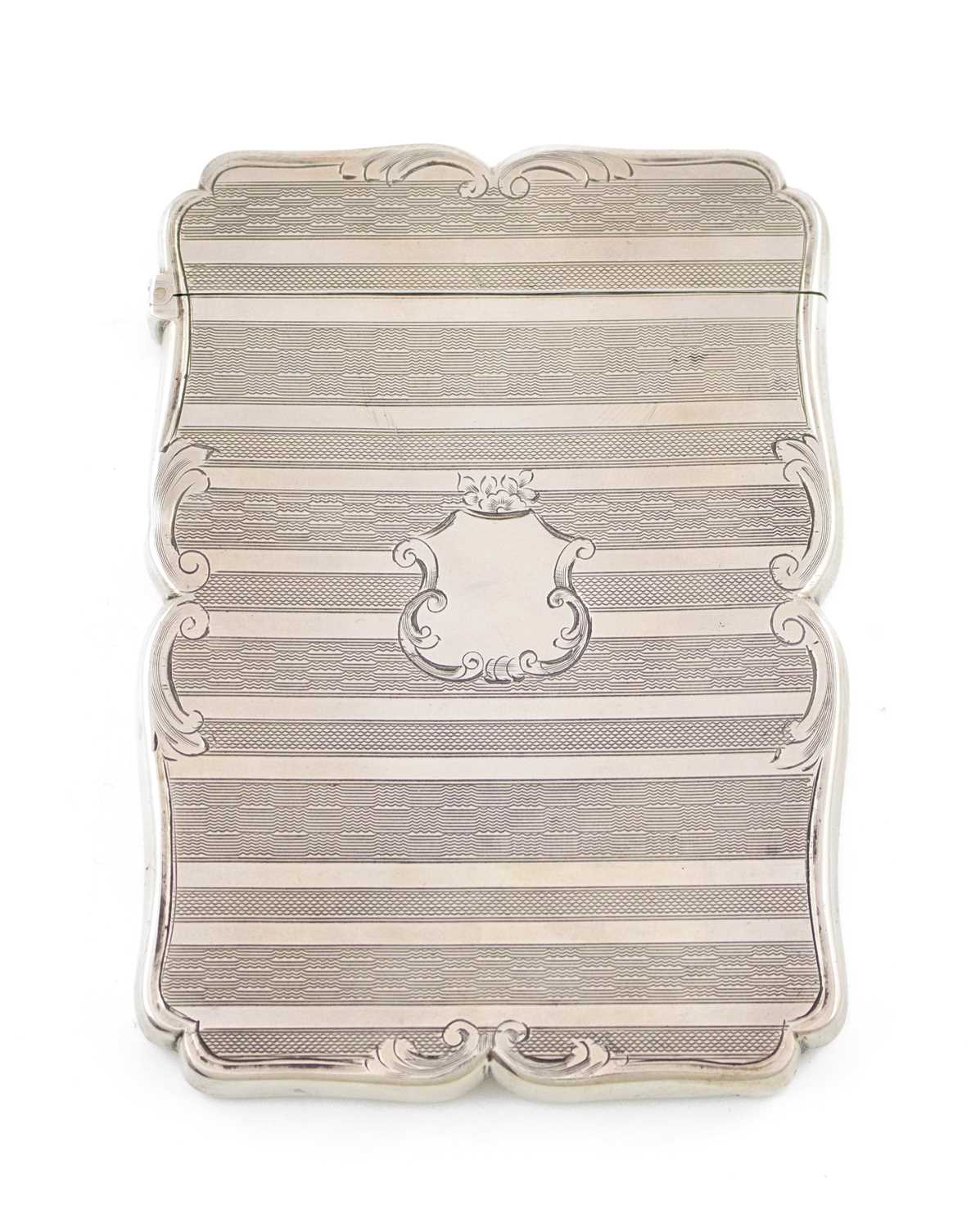 A Victorian silver card case, by Nathaniel Mills, Birmingham 1845, rectangular form, engine-turned - Image 2 of 3