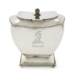 A 19th century Dutch silver tea caddy, by D.L.Reynen, Schoonhoven 1891, shaped oval form, beaded