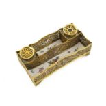 A late-18th/early-19th century silver-gilt filigree and enamel inkstand, unmarked, circa 1800,
