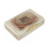 A George IV silver and agate snuff box, by John Linnit, London 1827, rectangular form, engine-turned