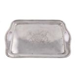 A Victorian silver two-handled tray, by John Hunt & Robert Roskell, London 1879, plain rectangular