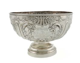 A late-Victorian silver presentation rose bowl, by George Nathan & Ridley Hayes, Chester 1896,