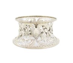 A George II Irish silver dish ring, maker's mark E.B circa 1750, tapering circular form, pierced and