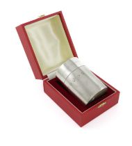 A commemorative silver canister, by S J Rose & Son, Birmingham 1977, cylindrical form, with the