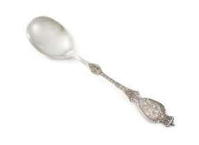 An Edwardian silver Vintners company commemorative coronation serving spoon, by R H Halford &