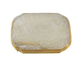 An early-18th century gold-mounted mother-of-pearl snuff box, unmarked, circa 1720, rectangular form