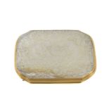 An early-18th century gold-mounted mother-of-pearl snuff box, unmarked, circa 1720, rectangular form