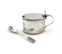 A George III silver mustard pot, by Robert Jones, London 1795, plain oval form, reeded border,