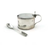 A George III silver mustard pot, by Robert Jones, London 1795, plain oval form, reeded border,