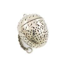 A Victorian silver tea infuser, possibly John Keith, London 1860, ovoid form, pierced decoration,