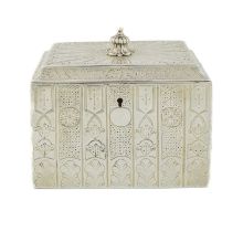 A Victorian silver tea caddy, by William Wrangham Williams, London 1859, rectangular form,