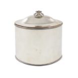 A George III old Sheffield plated tea caddy, unmarked, circa 1780, plain oval form, domed hinged