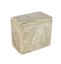 A silver tea caddy, marked I.B four times, possibly continental or colonial, probably 19th