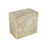 A silver tea caddy, marked I.B four times, possibly continental or colonial, probably 19th