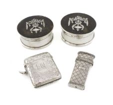 λ A mixed lot of silver items, comprising: an early-19th century lancet case, by Taylor and Perry,