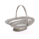 A George III silver swing-handled basket, by Peter, Ann and William Bateman, London 1802, oval form,