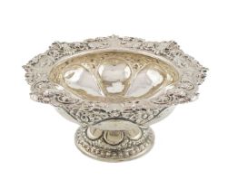 An Edwardian silver dish, by Atkin Brothers, Sheffield 1903, circular lobed form, chased scroll
