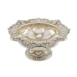 An Edwardian silver dish, by Atkin Brothers, Sheffield 1903, circular lobed form, chased scroll