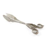 A pair of William IV silver serving tongs, by Charles Fox II, London 1831, moulded floral