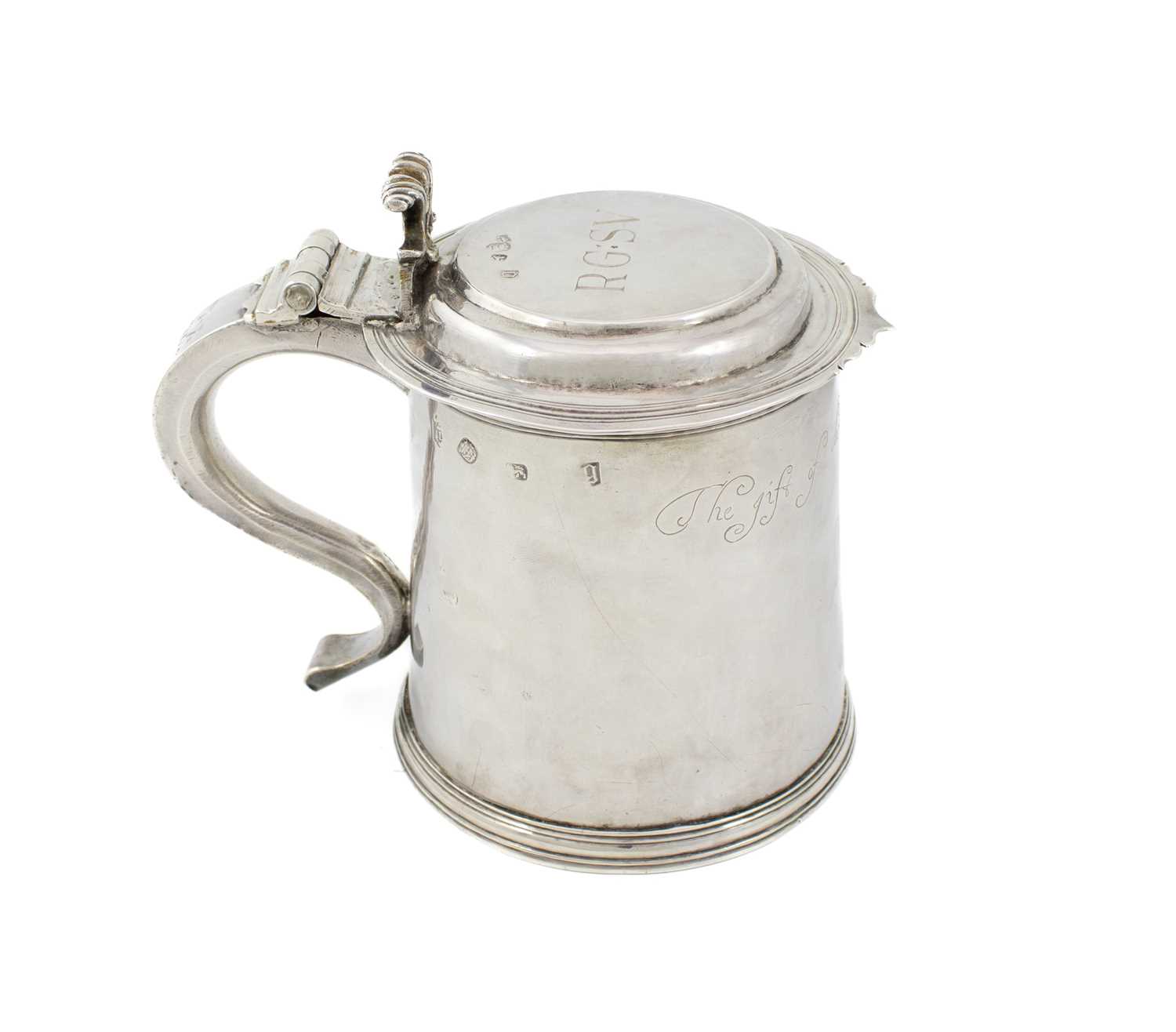 A Charles II silver tankard, a crowned 'ID' maker's mark, London 1684, tapering circular form,