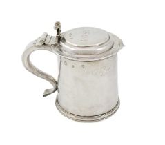 A Charles II silver tankard, a crowned 'ID' maker's mark, London 1684, tapering circular form,