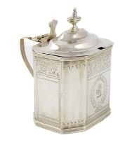 A George III silver mustard pot, by Edward Capper, London 1798, rectangular form, canted corners,