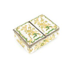 An 18th century silver and enamel double snuff box, Fromery Workshop, Berlin, the mounts with French