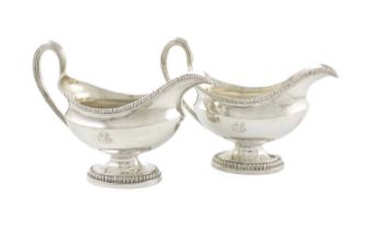 A pair of George III silver sauceboats, by John Parker and Edward Wakelin, London 1773 oval form,