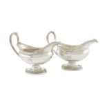 A pair of George III silver sauceboats, by John Parker and Edward Wakelin, London 1773 oval form,