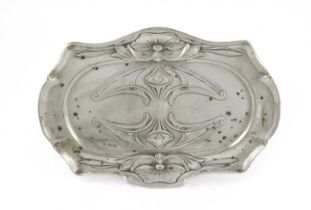 An Edwardian Art Nouveau silver dressing table tray, by William Hutton & Sons Ltd, London 1901,