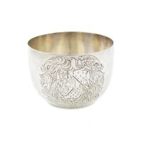 A William III silver tumbler cup, marks worn, possibly by Phillip Rollos, London 1700, circular