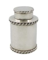 A 19th century Indian colonial silver tea caddy, by Pittar & Co, Calcutta circa 1830, cylindrical