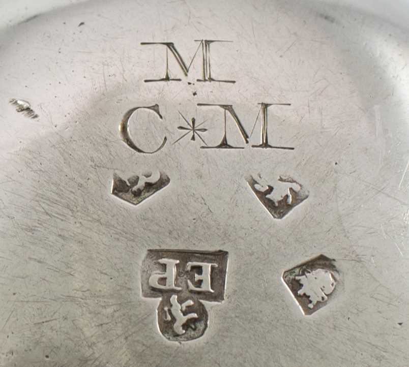 A George II silver tumbler cup, by Edward Pocock, London 1732, circular form, scratch initialled 'M' - Image 2 of 2